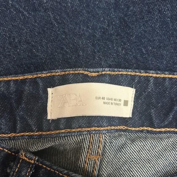 Zara Crop High Waisted Wide Leg Cropped Jeans with Front Seam - Picture 3 of 4